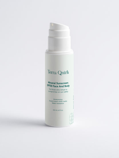 Mineral Sunscreen SPF30 for Face &amp; Body, no tint, Terra Quirk